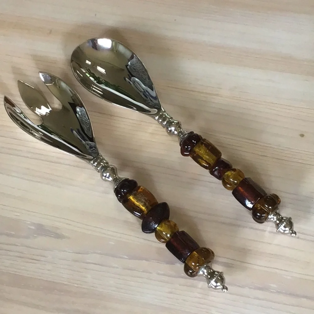 Serving Utensils Salad Server Spoon and Fork Set  Serveware Neutral  Stainless